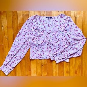 Love Tree Pink Flowery Crop Top- L
